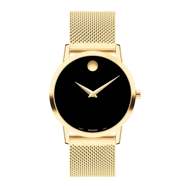 *BRAND NEW* Movado Museum Black Dial Gold-tone Bracelet Women's Watch 607647