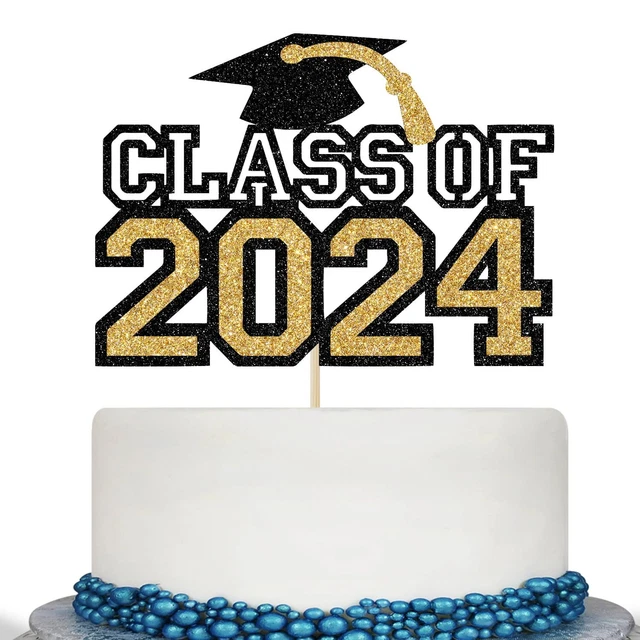 GLITTER CLASS OF 2024 Cake Topper Congrats Grad Decorations