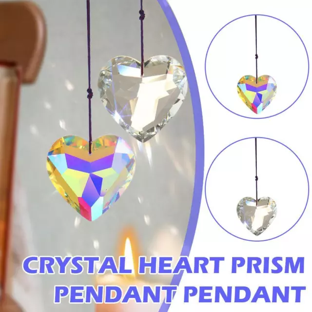 Hanging Heart Suncatcher Prism Crafts for Home Office Garden Decoration New R0S3