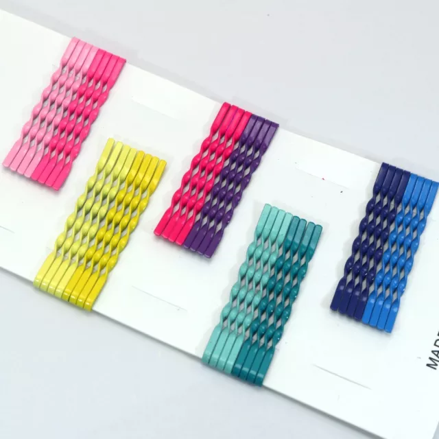 40 Mixed Color Metal Twisted Wavy Bobby Hair Pins Hair Styling Clips 55mm Slides