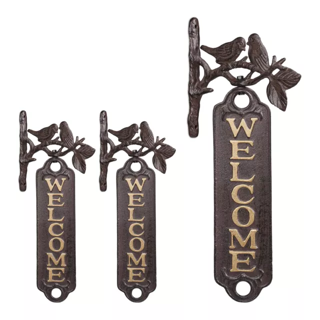 3 letreros bienvenida Placas exterior vintage con pájaros Placas welcome hierro