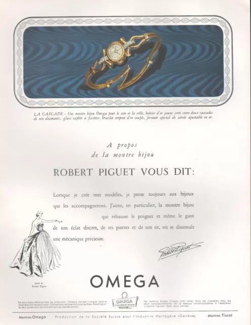 ▬► PUBLICITE ADVERTISING AD MONTRE WATCH OMEGA Robert PIGUET La Cascade