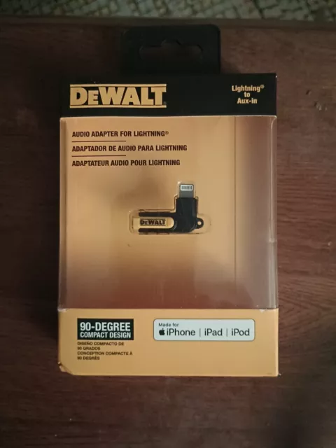 DeWALT Audio AUX Adapter   90-Degree Compact Design NEW In Package  iPhone iPad