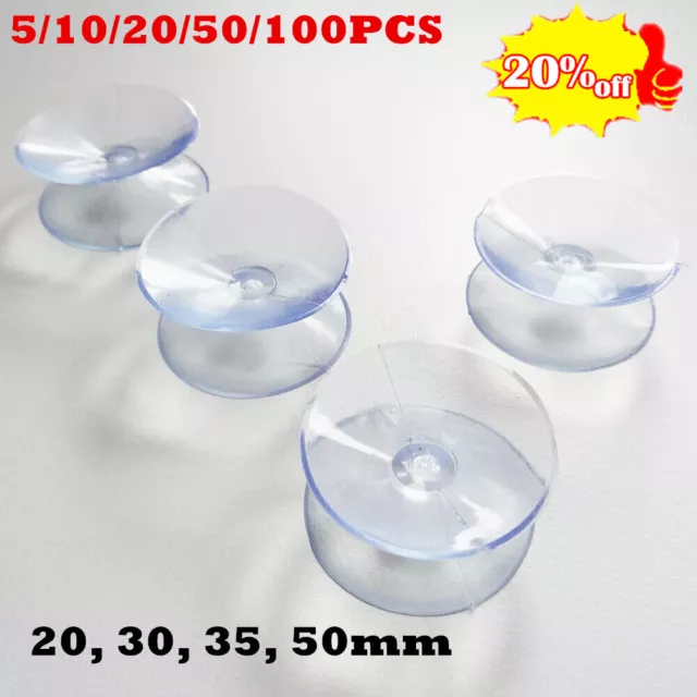 20,30,35,50mm Double Sided Suction Cups Clear Plastic Rubber Window Suckers Lots