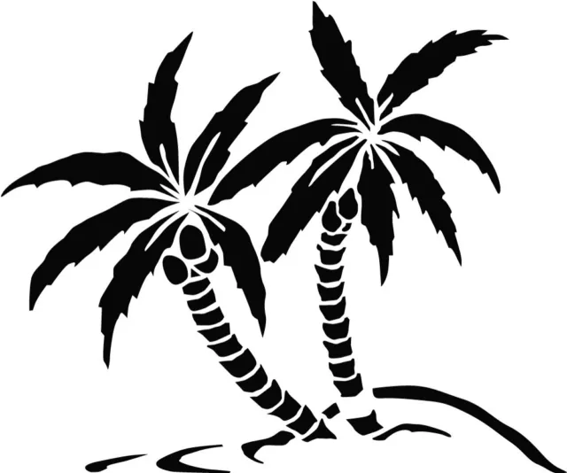 Palm Trees Ocean Beach Shore Island Silhouette Car Window Truck Decal Sticker