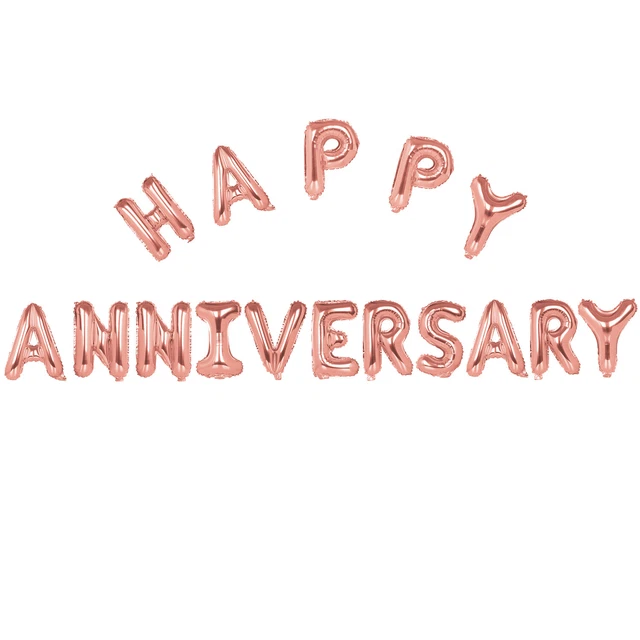 TRIXES Happy Anniversary Ballons – 16 Folienbuchstaben, Rosen-gold, 40cm, Partydeko Für Jubiläum