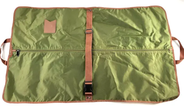 Ossington Garment Bag, Ballistic Nylon w/Leather elements, 39" x 23" Olive Green