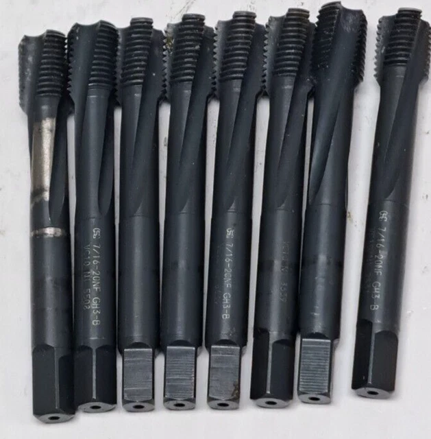 Osg 7/16"-20 Spiral Plug Taps 3 Flute 1/2" Thread 3-1/8" Oal *Lot Of 8*