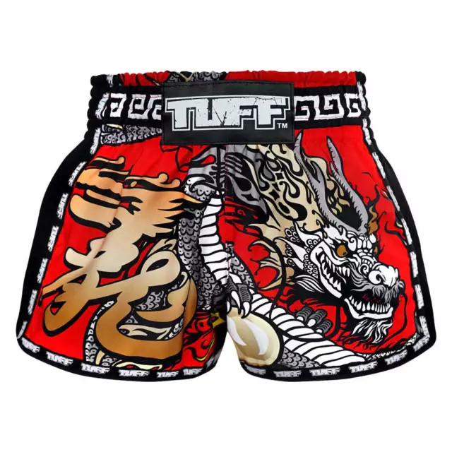 Tuff Retro Style Shorts - Red Chinese Dragon Muay Thai Boxing Fight Mens Adult