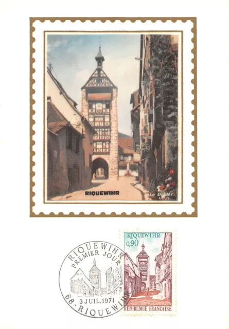 Scheda Massimo FDC Seta Francia Riquewihr 1971 Riquewihr