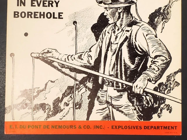 Vintage Du Pont Mine Saftey Poster Explosives Department Mining Blasting Miner 9