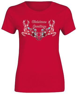 T-shirt donna auguri di Natale stampa ragazze renne