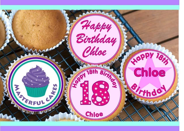 24 Personalized 2nd Birthday Edible Rice Paper Cupcake Toppers – Customizable For Girls