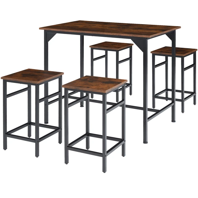 Set tavolo da bar Edimburgo 4 + 1 Set tavolo da bar industriale scuro USATO