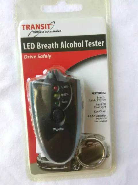 Llavero de tránsito probador de alcohol detector de aliento LED alcohol alcohol alcoholímetro portátil nuevo en paquete