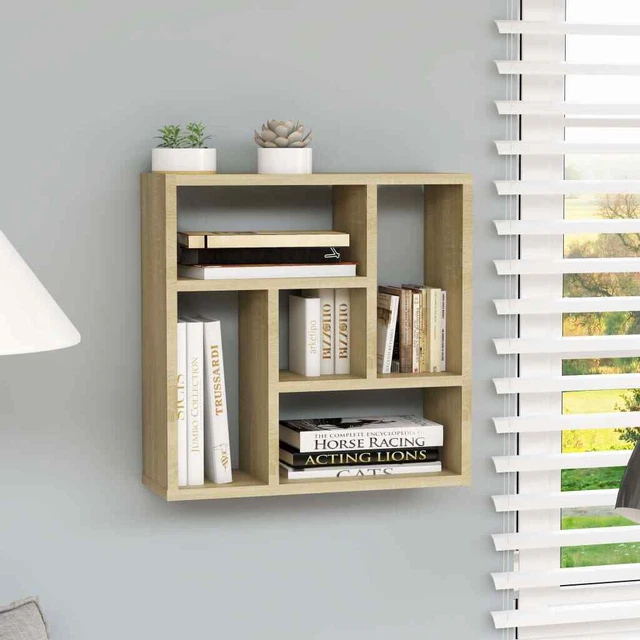 JUNZAI Scaffale a Parete Rovere Sonoma 45,1x16x45,1  in Truciolato,Scaffale O1B2