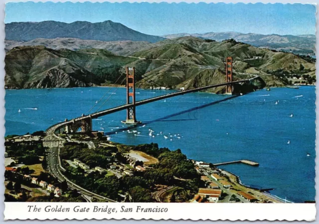 Postcard CA 4x6 Golden Gate Bridge Boats Aerial View San Francisco California