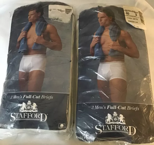 Stafford JCPenney VTG Men’s 3 Pack White Full-Cut Briefs Underwear Size 38  USA