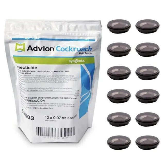 1 Bag of 12 Advion Cockroach German Roach Control Bait Station Arenas