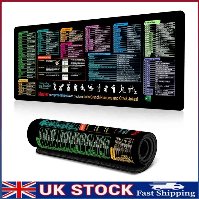 2025 NEW EXCEL Cheat Sheet Desktop Mat Shortcuts Mouse Pad Shortcuts ...