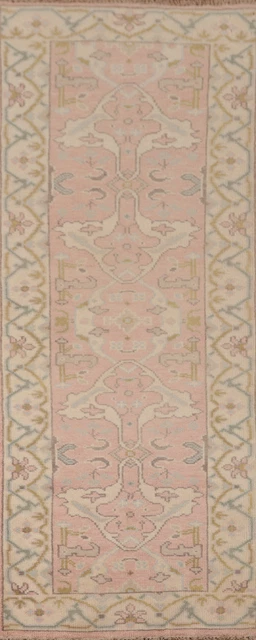 Alfombra de lana hecha a mano rosa Oushak Oriental Hallway Runner 2' 7"" x 8' 0