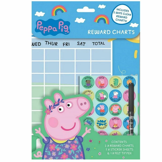 PEPPA PIG REWARD Chart Stickers Colouring Crayons Picture Book for Kids ...