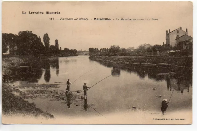 MALZEVILLE - Meurthe et Moselle - CPA 54 - Fishermen upstream of the bridge