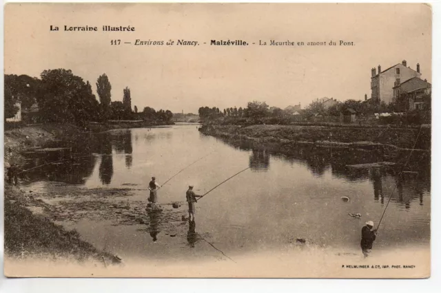 MALZEVILLE - Meurthe et Moselle - CPA 54 - Pecheurs en amont du pont