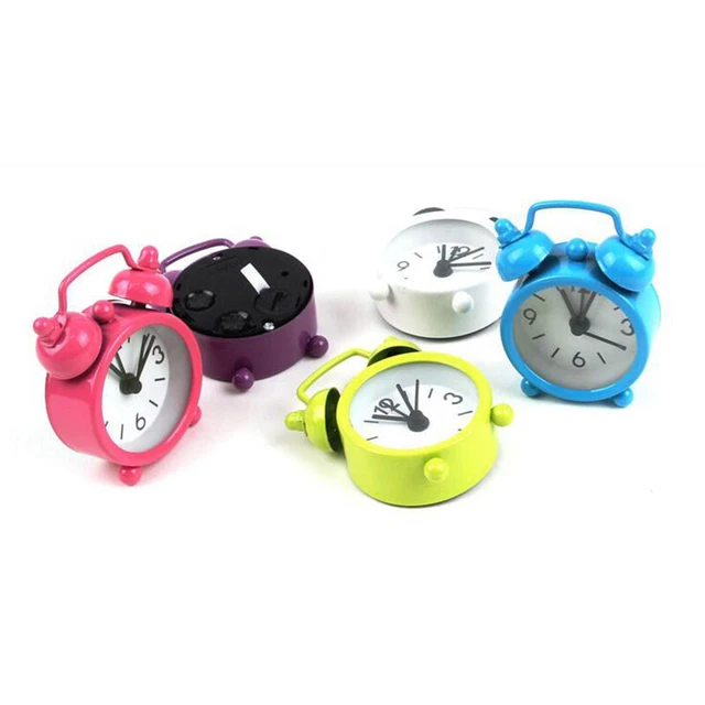 Classic Double Bell Clock Quartz Movement Mini Alarm Night Bedside Analog Clock