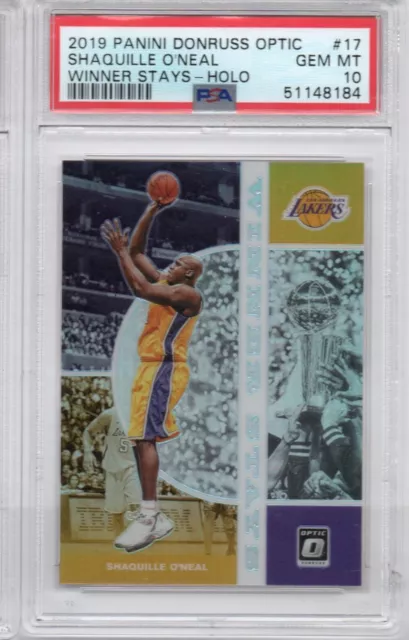 Shaquille O'Neal 2019-20 Panini Optic Winner Stays Silver Holo Prizm PSA 10