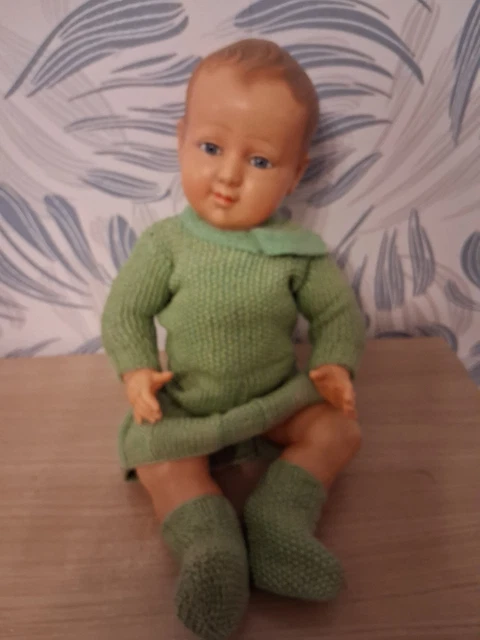 Poupon Ancien Petitcollin France – Tête D'Aigle 40 Cm, Années 1950, état D'usage