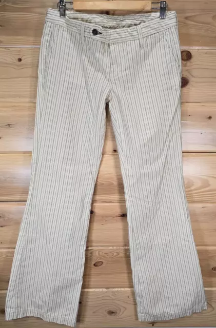 VTG 7 For All Mankind Flare Bell Bottom Pants Women Size 30 Stripe Beige READ