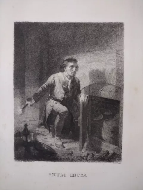 Andrea Gastaldi Torino Pietro Micca acquaforte originale 1870 stampa antica
