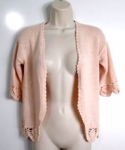 ZARA Girl's Summer Collection Open Front Knit Cardigan Sz 7 years Pink Acrylic