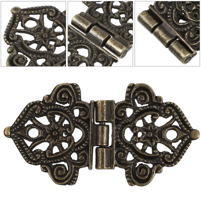 10 Pcs Hinge Zinc Alloy Bronze Engraved Vintage Cabinet Hinges