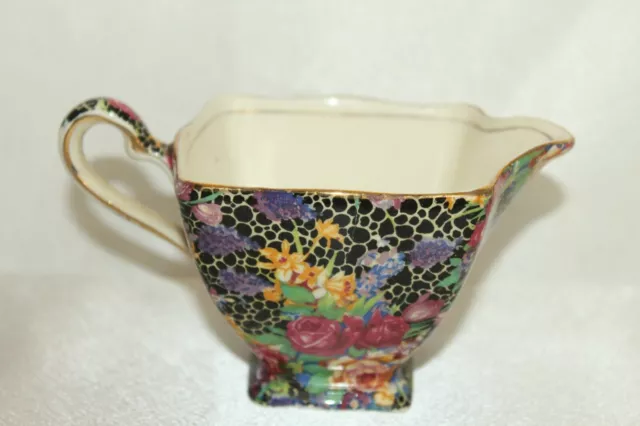 ROYAL WINTON Grimwades HAZEL Black Chintz Creamer Pitcher