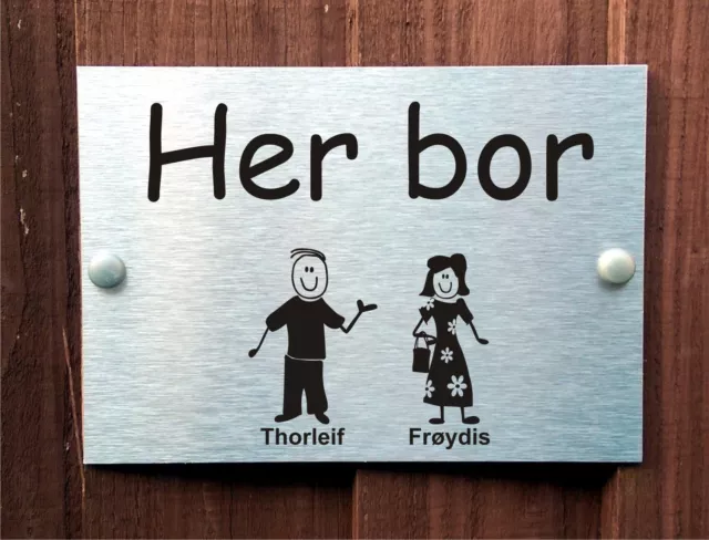 Norwegian Grandma & Grandad Door Plaque Personalised Stick Family House Name