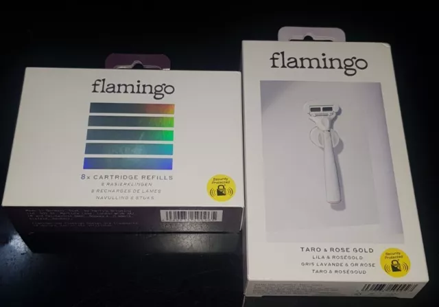 Flamingo Rasoio E Confezione Da 8 Lame Ricarica Cartucce A Cinque Lame Nuove E Sigillate.