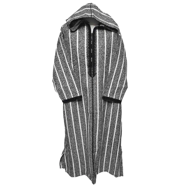 Thobe Marocain épais à Capuche - Mélange Laine Cachemire Gris/noir, Longueur Longue Pour Hommes