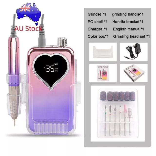 35000RPM Portable Electric Nail Drill Manicure Machine Pedicure Rechargeable