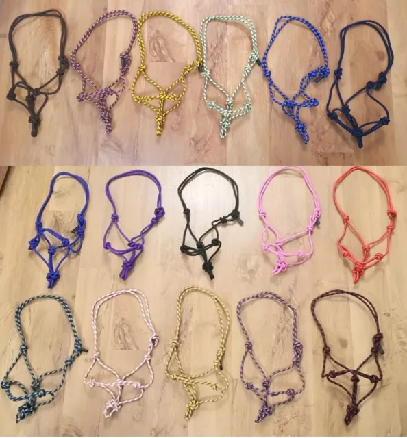 Hand Made Rope Halter Knotted Nylon Headcollar Parelli Horse/Donkey/Cows VEGAN