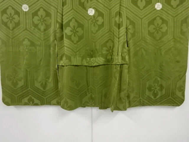 84785# Japanese Kimono / Antique Haori For Boys / Woven Floral Kikko