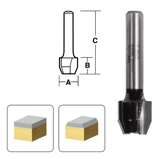 Combination Flush & Bevel Trimming Router Bit Bits | T2600 Series 22°