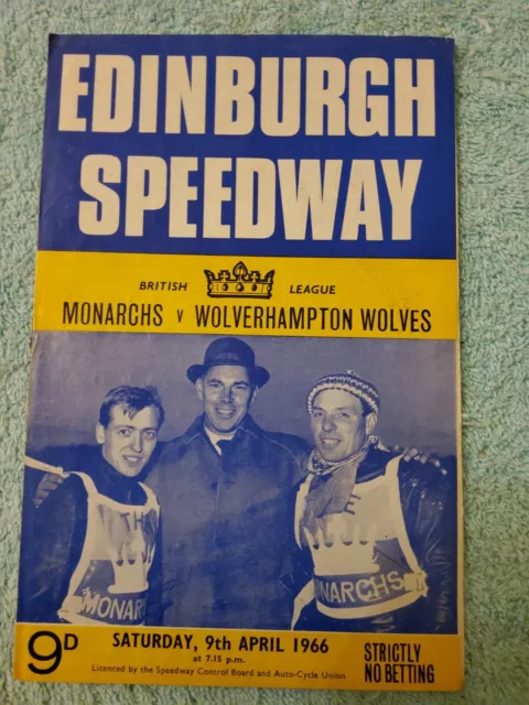 EDINBURGH SPEEDWAY 1966 MONARCHS v WOLVERHAMPTON WOLVES. 9th APRIL. 2nd MEETING