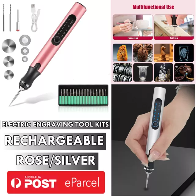 Set Electric Engraving Pen Cordless Carving Pen Rechargeable Micro Engraver Tool