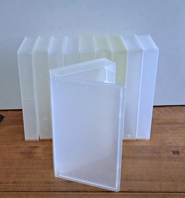 10 EMPTY CLEAR VHS VIDEO TAPE Small Box Cases Upcycle Crafting Storage