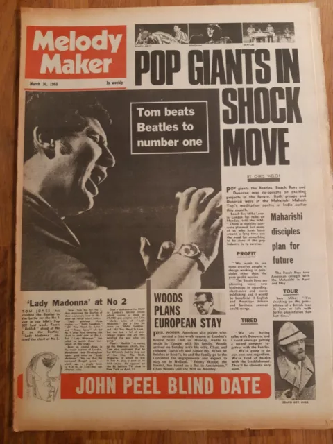 Melody Maker newspaper March 30th 1968 Tom Jone Beats The Beatles cover