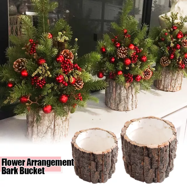 Creative Bark Barrel Succulent Plant Vase Flowerpot Tabletop Log Bark Pen Holder