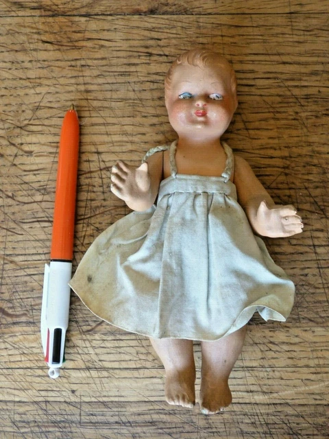 Poupée Ancienne En Porcelaine - Baby - Tête Tournante Avec 3 Expressions Faciales H