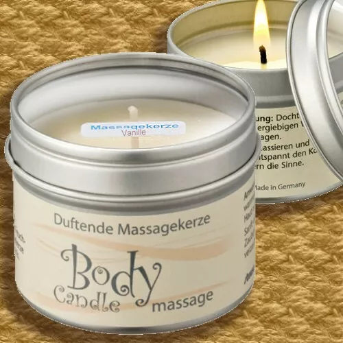 Stuwa Body Candle Duftende Massagekerze leckere VANILLE 115 ml, Kokosöl AloeVera